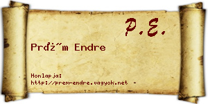 Prém Endre névjegykártya